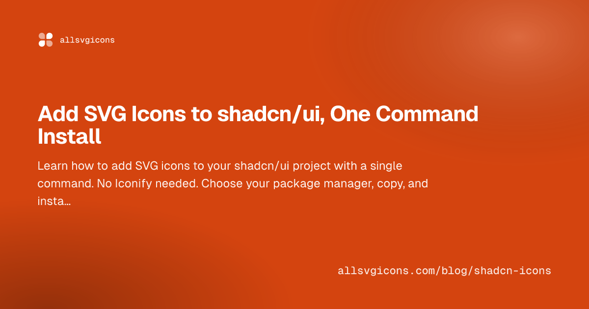 Add SVG Icons to shadcn/ui, One Command Install